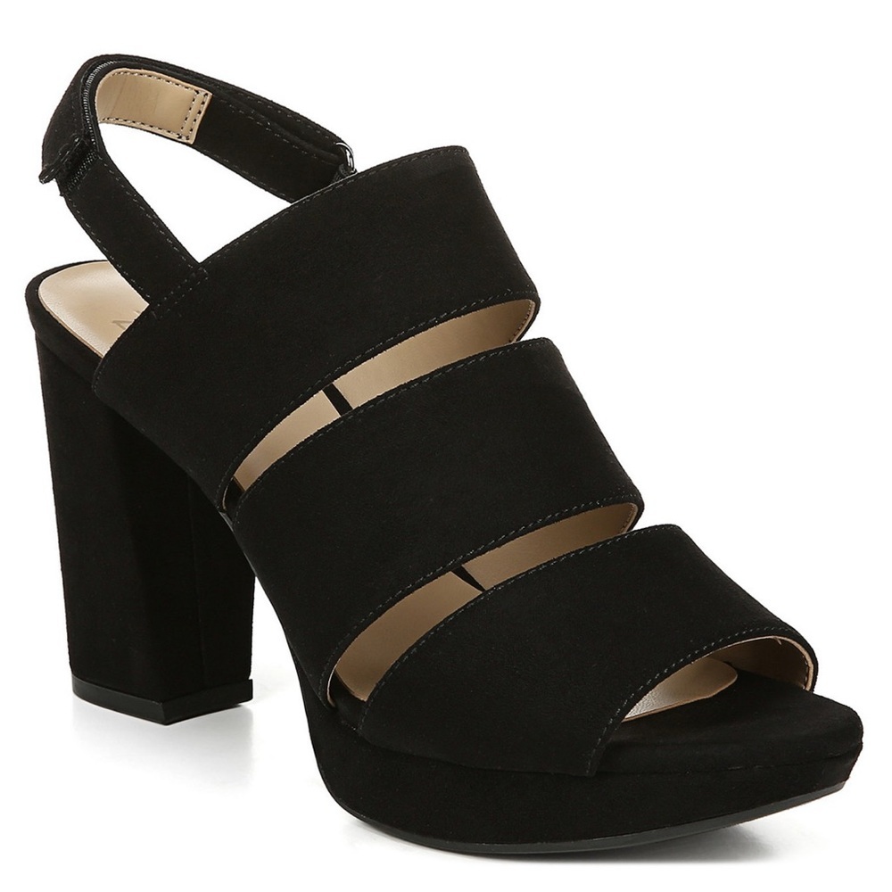 Naturalizer Black Strappy Block Heels